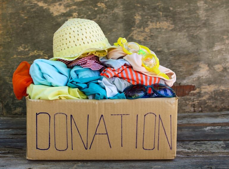 Box full of clothe donations