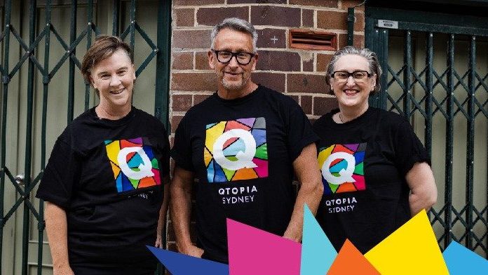 Curators Jacqui North and Liz Bradshaw with Qtopia Sydney CEO, Greg Fisher