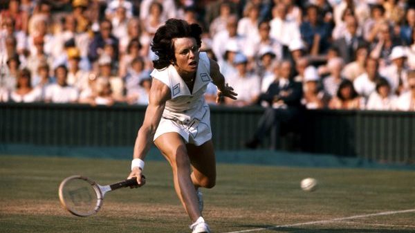 Billie Jean King playing tennis