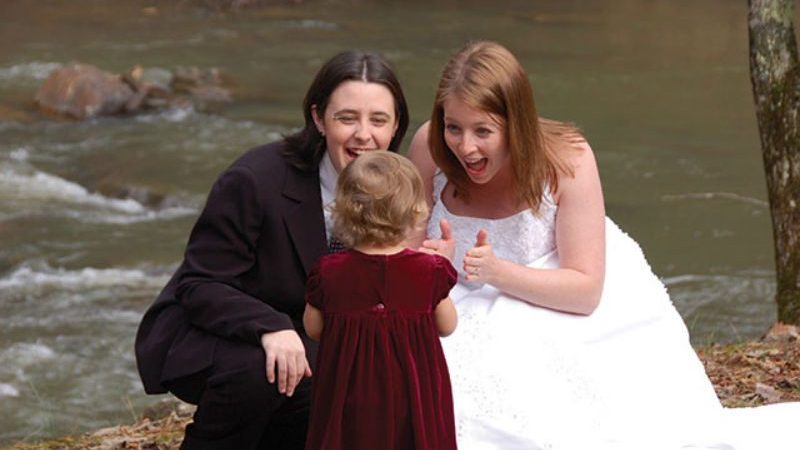 Lesbian Brides with child