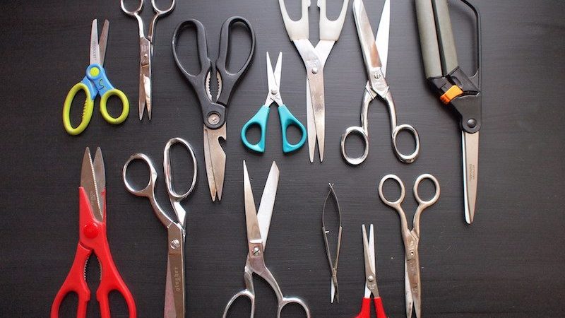 Scissors on a black table