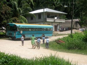 Blue bus in Belize 