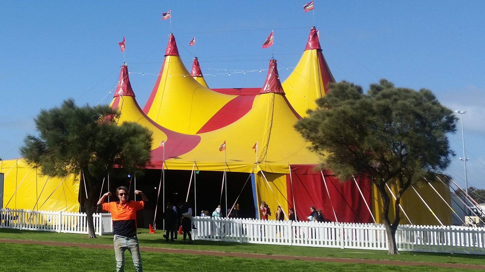 Jot in front of the Circus Tent