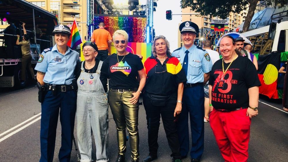 Councillor Kerryn Phelps with 78ers and Police Leads Congratulations Of Mardi Gras 2018 From City Of Sydney