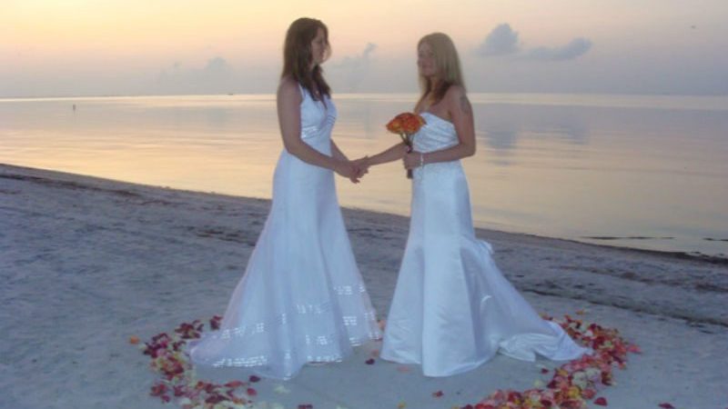 Lesbian Brides on the beach