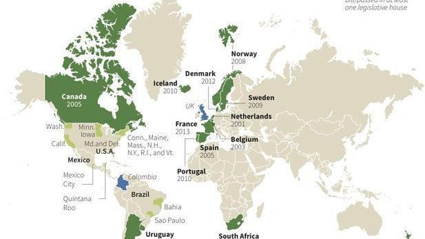 Map where Same-Sex Marriage is legal