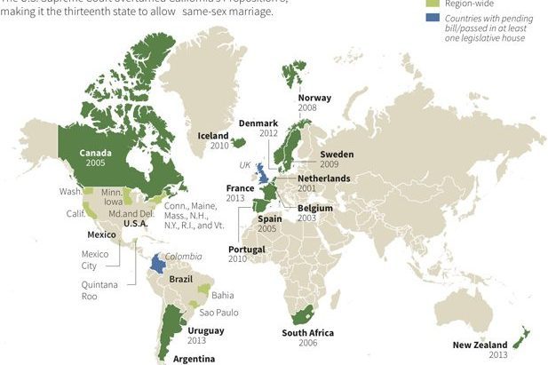 Map where Same-Sex Marriage is legal