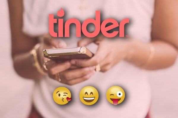 Woman using Dating App Tinder