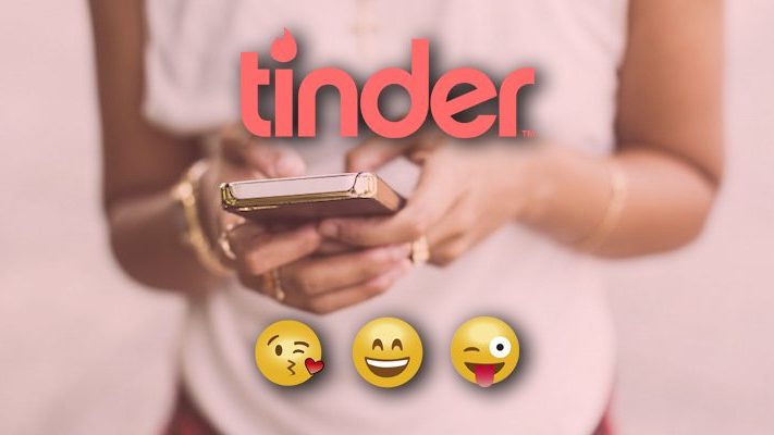 Woman using Dating App Tinder