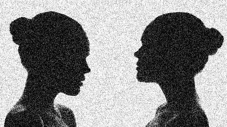 sillouette of 2 women faces