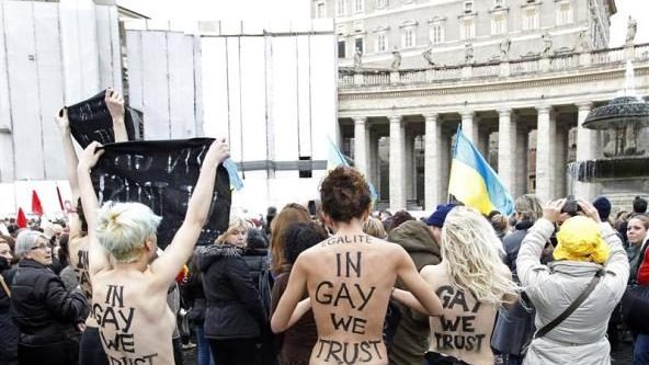 Topless protesters criticise Vatican